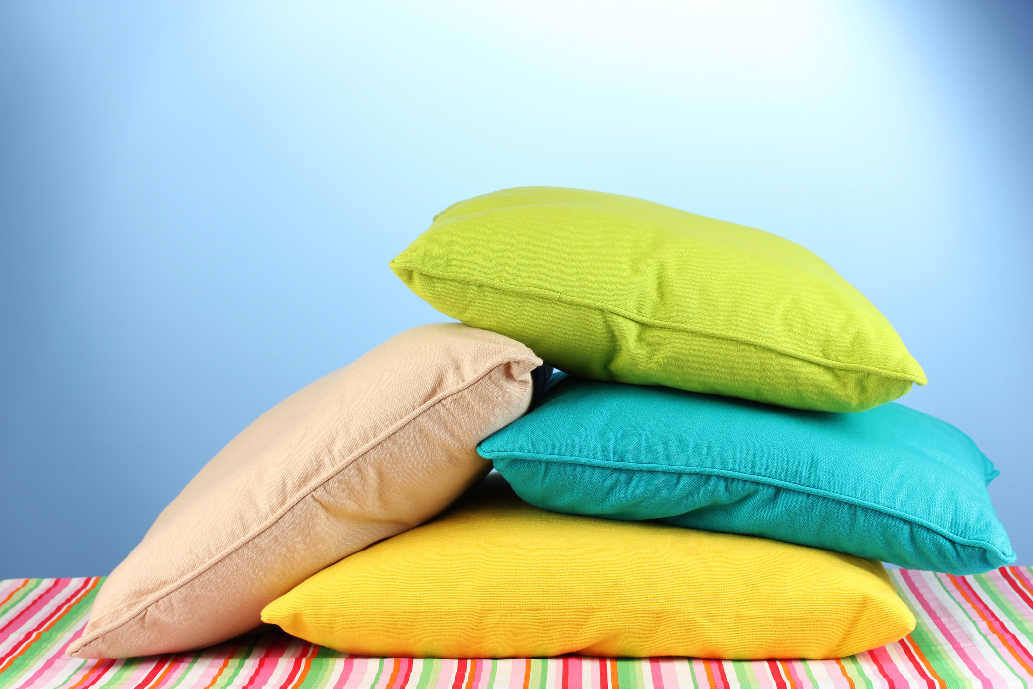 Pillows on Blue Background